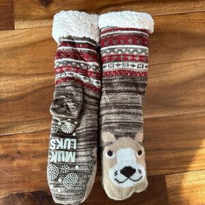 Muk Luks Brown and Red Kids Slippers